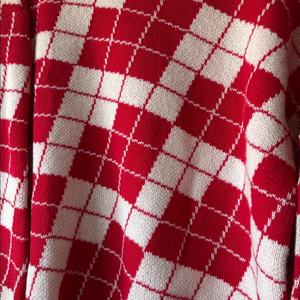 Red and Cream/Off White Argyle Sweater - Picture 8 of 11